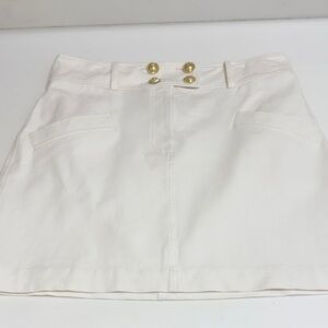 Derek Lam Off White Skirt with Gold Button Trim